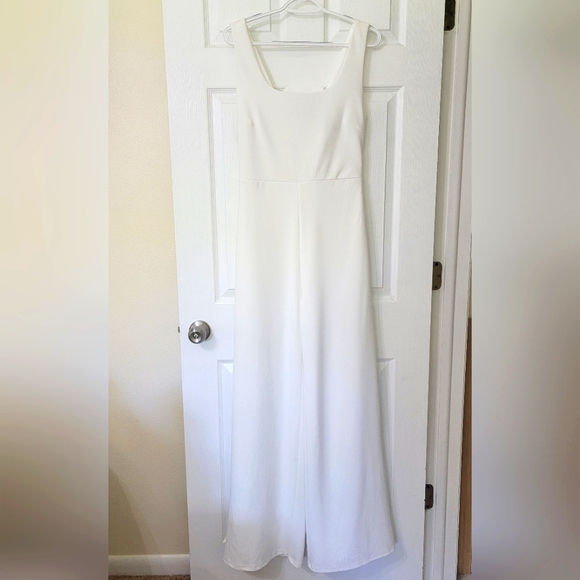Lulus Positive Twist White Sleeveless Twist-Back Wide-Leg Jumpsuit Bridal Romper - Picture 4 of 5